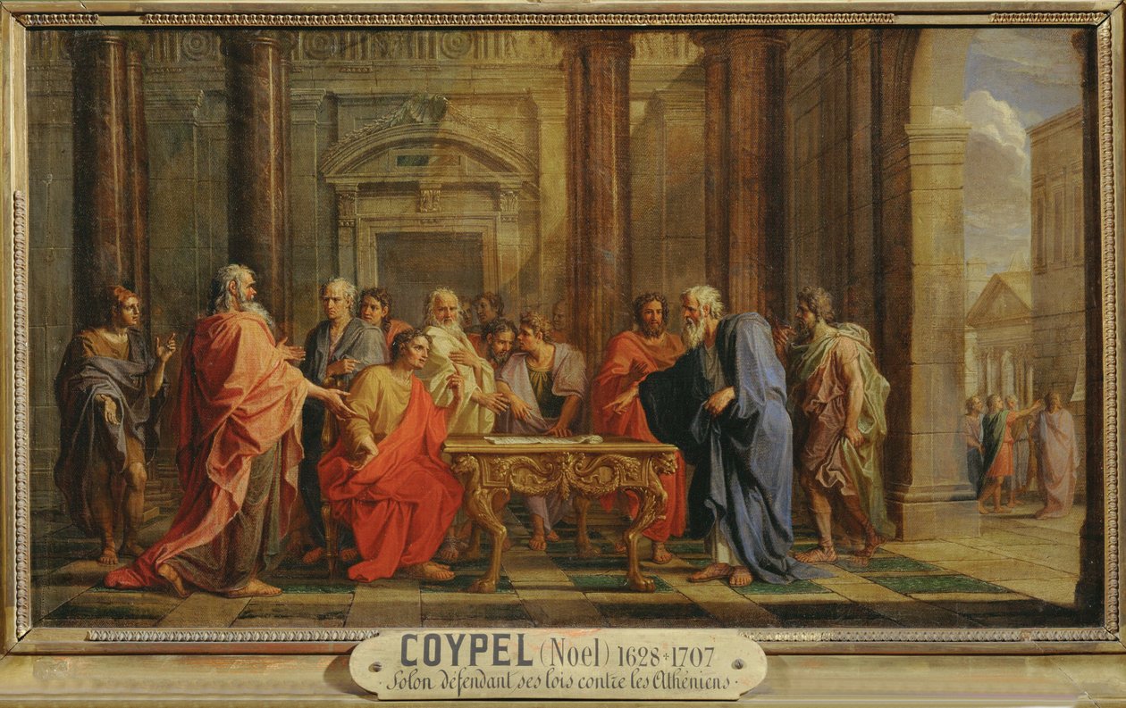 Solon soutenant la justice de ses lois contre les objections des Atheniens - Solon podtrzymuje swoje prawa wbrew sprzeciwom Ateńczyków ... autorstwa Noël Coypel