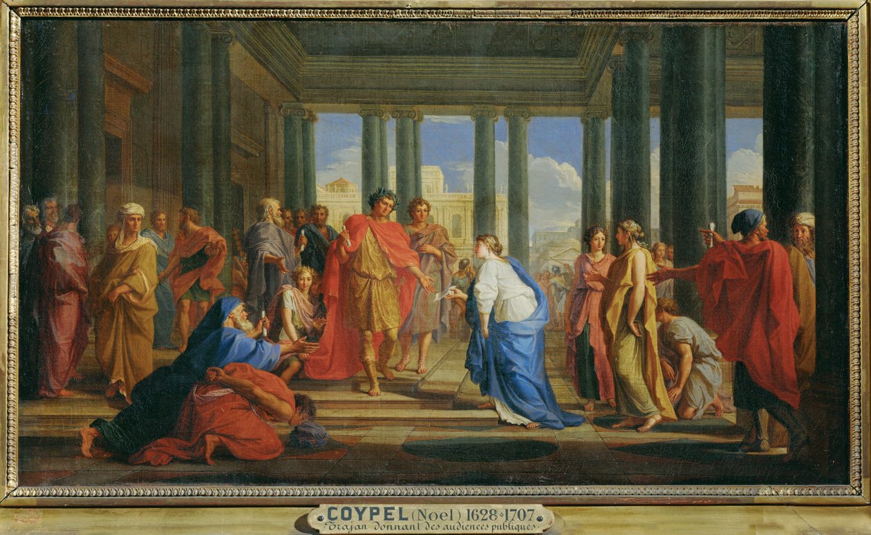Trajan donnant des audiences publiques - Cesarz Trajan podczas publicznej audiencji ... autorstwa Noël Coypel