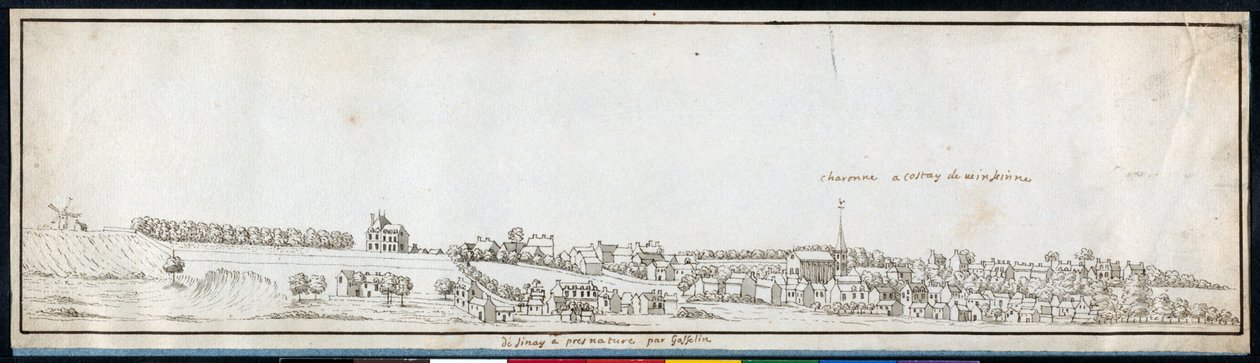 Charonne, ok. 1677 (pióro i tusz z wash na papierze) autorstwa Noel Gasselin
