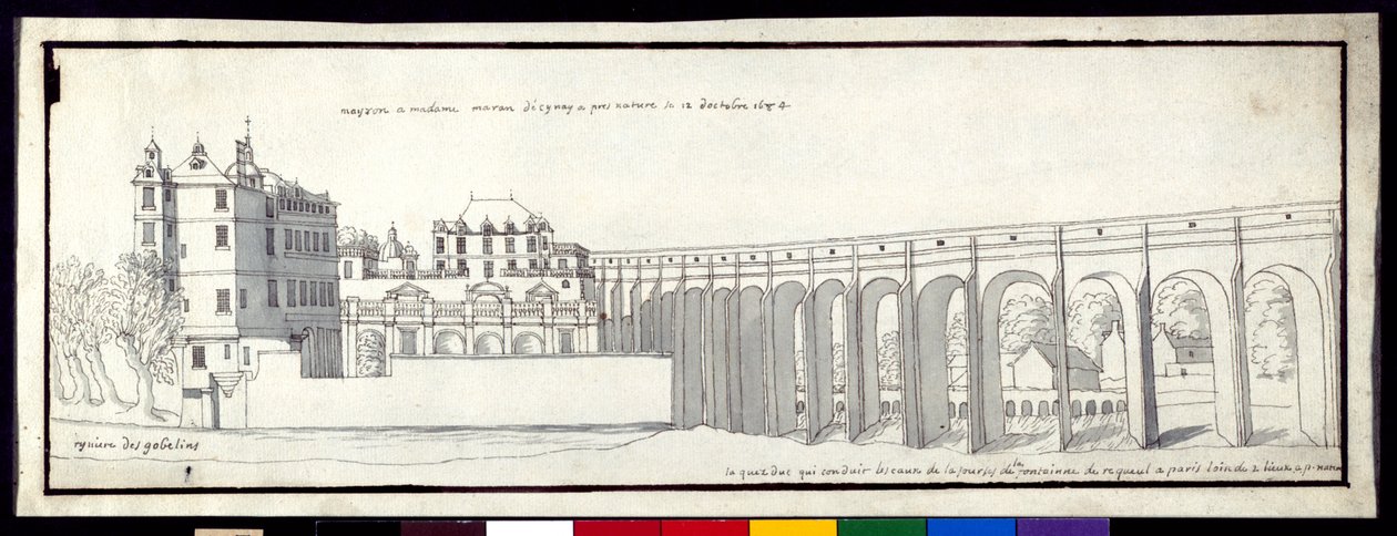Akwedukt w Arcueil (pióro i atrament z wash on paper) autorstwa Noel Gasselin