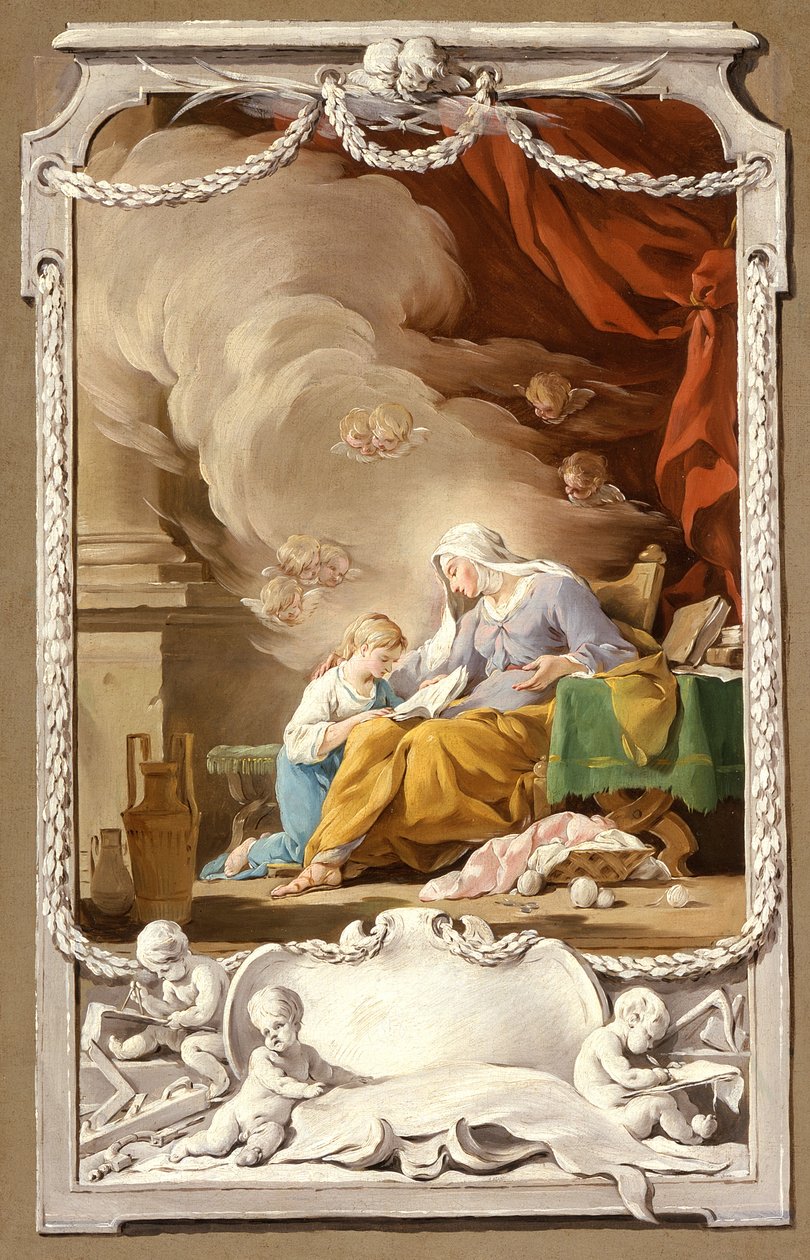 Św. Anna objawiająca Dziewicy proroctwo Izajasza, c.1749 autorstwa Noel Halle