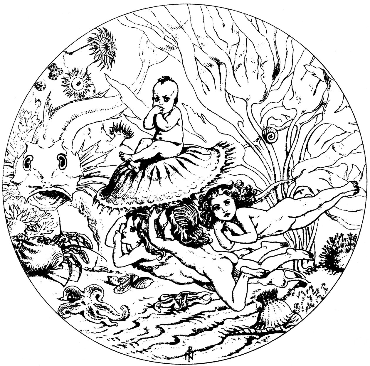 Ilustracja z bajki The Water-Babies autorstwa Charlesa Kingsleya, 1863. autorstwa Noel Paton
