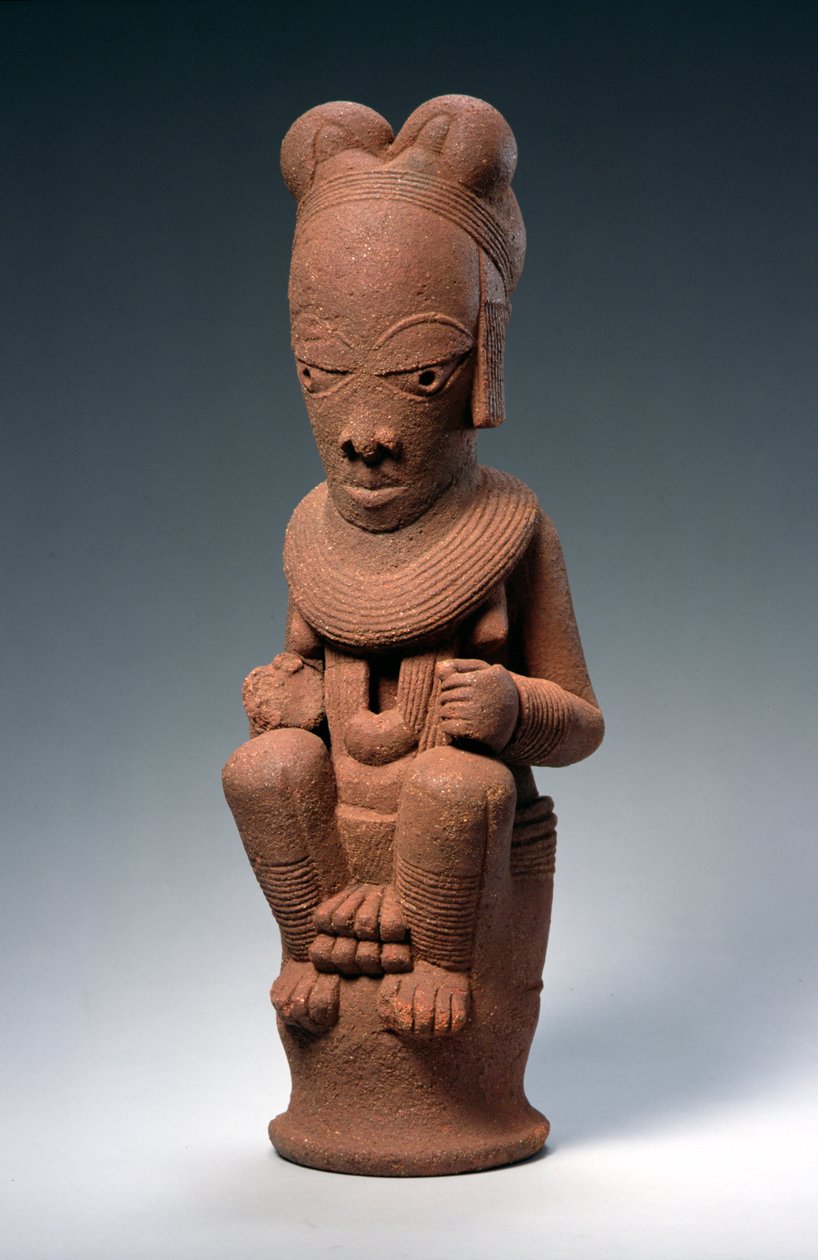 Siedząca postać kobieca, Nok, Nigeria (terakota) autorstwa Nok Culture
