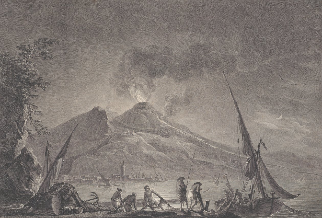 Widok Wezuwiusza z lat 1757, 1762. autorstwa Noël Le Mire