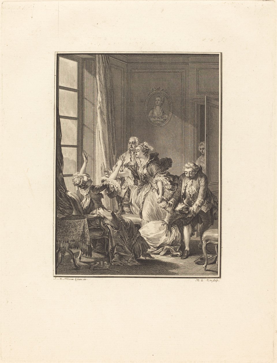 Julie mdleje w fotelu autorstwa Noël Le Mire after Jean Michel Moreau