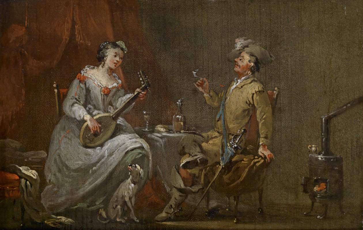 Cavalier i dama grająca na lutni autorstwa Norbert Joseph Carl Grund