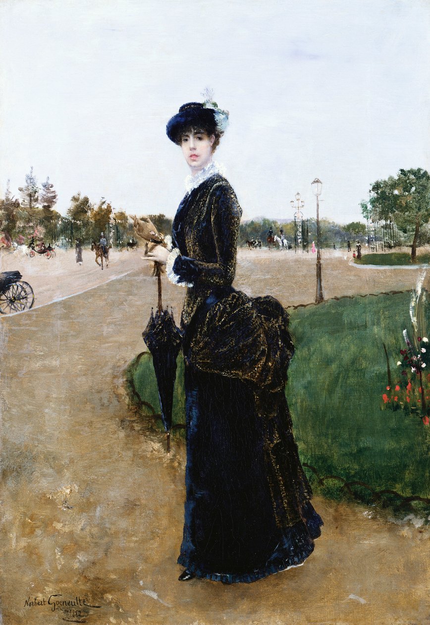 Elegancka dama w Bois de Boulogne, 1880 autorstwa Norbert Goeneutte