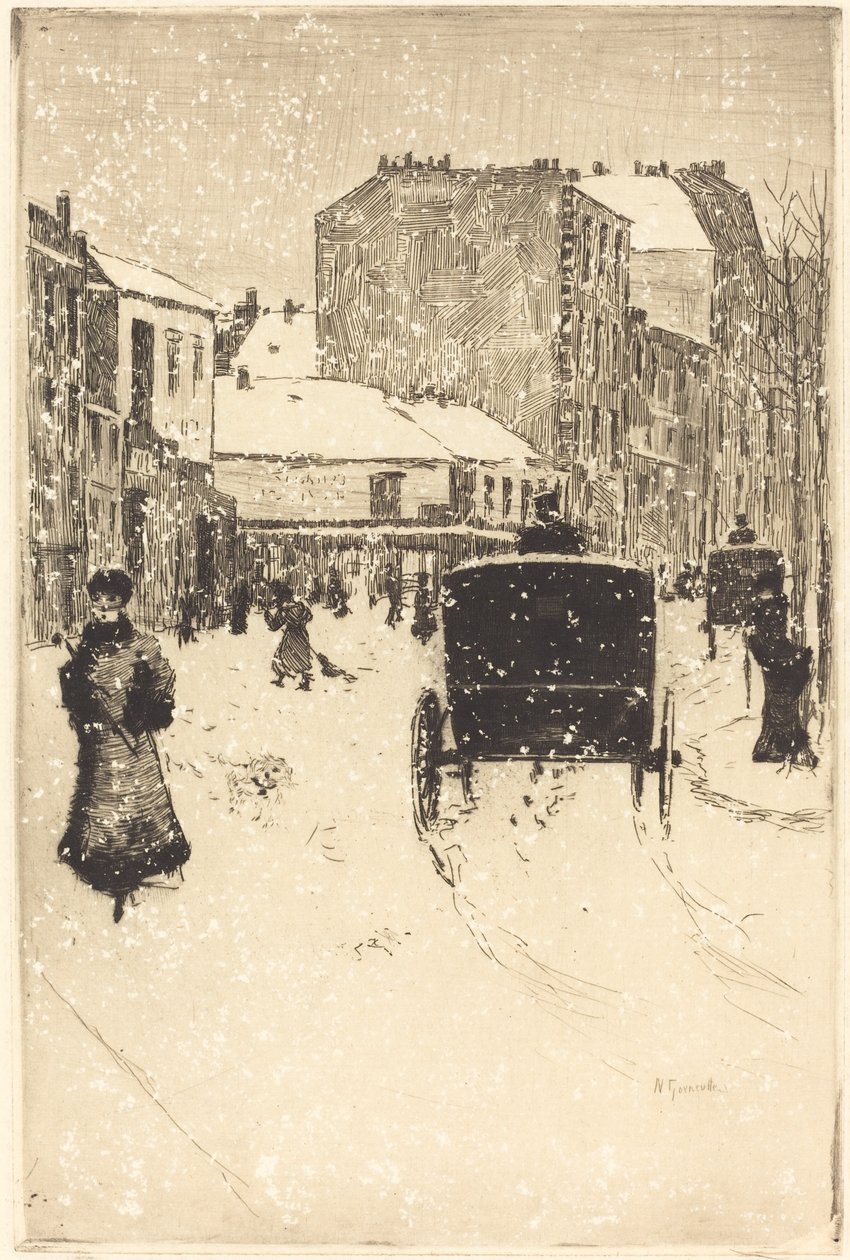 Bulwar Clichy w śniegu autorstwa Norbert Goeneutte