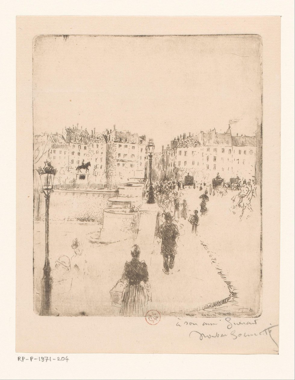 Widok na Pont Neuf w Paryżu autorstwa Norbert Goeneutte