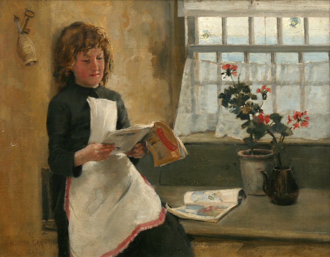 Dziewczyna w oknie domku, 1887 autorstwa Norman Garstin