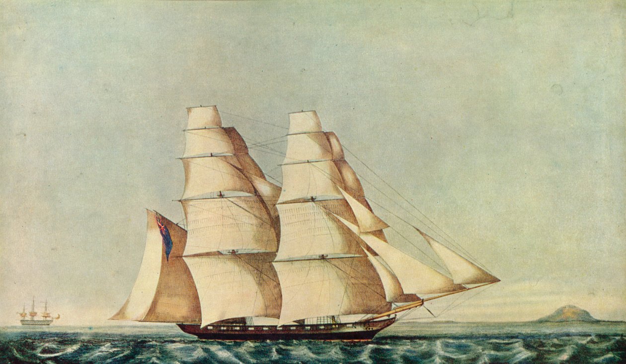 „Opium Clipper Brig Anonyma w Cieśninie Malakka”, 1846 autorstwa Norman Hill