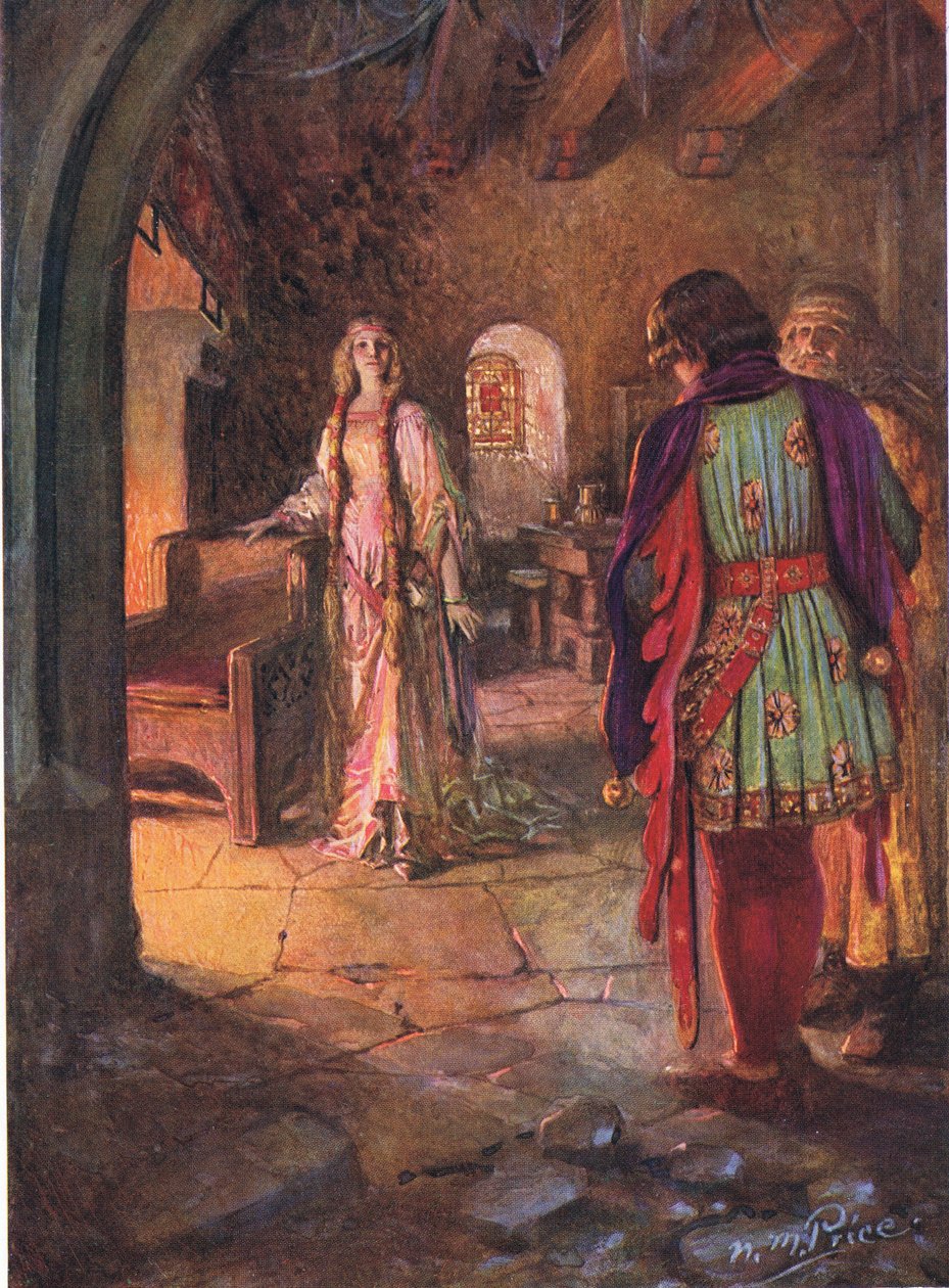 Geraint nigdy nie widział tak pięknej i słodkiej damy, ilustracja z „The Children