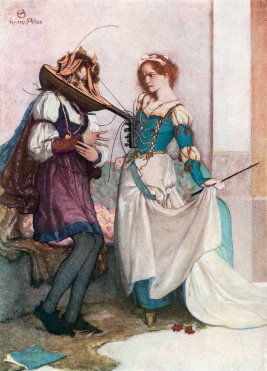 The Gentle Katherine. Poskromienie złośnicy - akt II, scena 1 (kolorowa litografia) autorstwa Norman Mills (after) Price