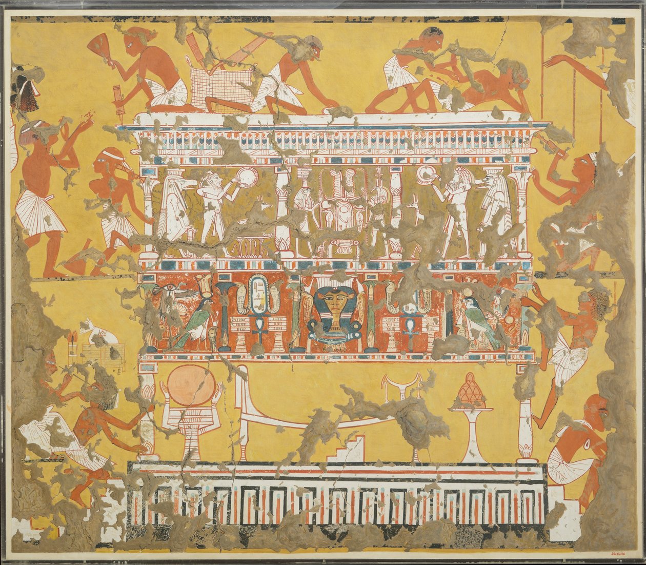 Budowa katafalku, Grobowiec Ipuy, ok. 1930 r. 1279-1213 pne (tempera na papierze) autorstwa Norman de Garis Davies