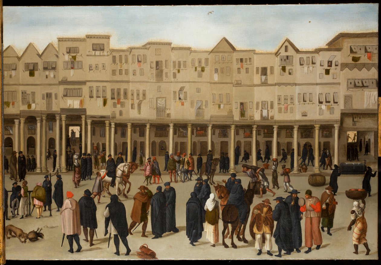 Scena miejska w Lizbonie (olej na płótnie) autorstwa Northern European School