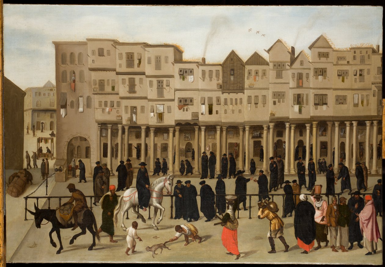 Scena miejska w Lizbonie (olej na płótnie) autorstwa Northern European School