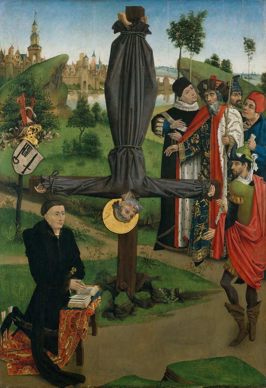 Ukrzyżowanie św. Piotra z darczyńcą, Legenda o św. Antonim opacie z darczyńcą... autorstwa Northern French Painter