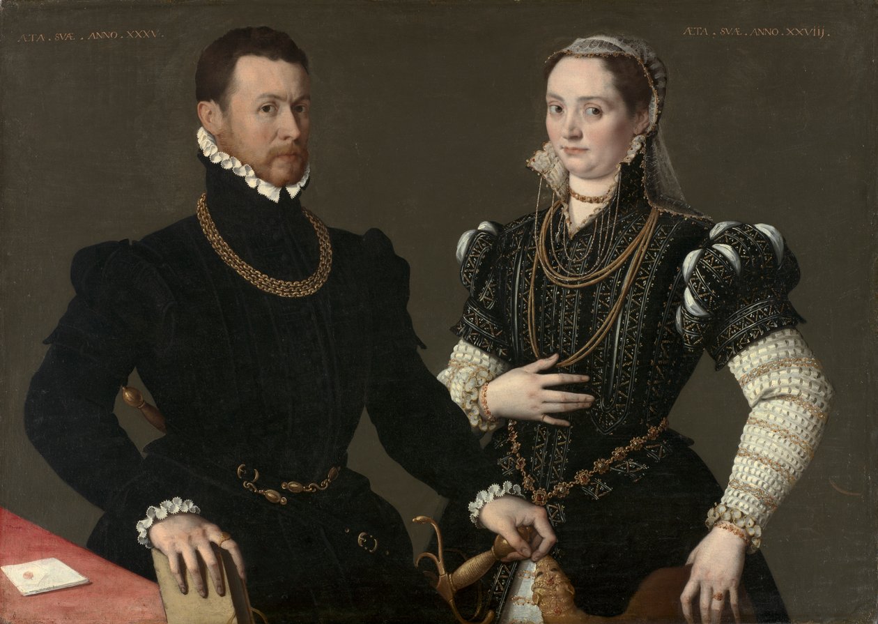 Portret pary, ok. 1580-1588 (olej na płótnie) autorstwa Northern Italian School