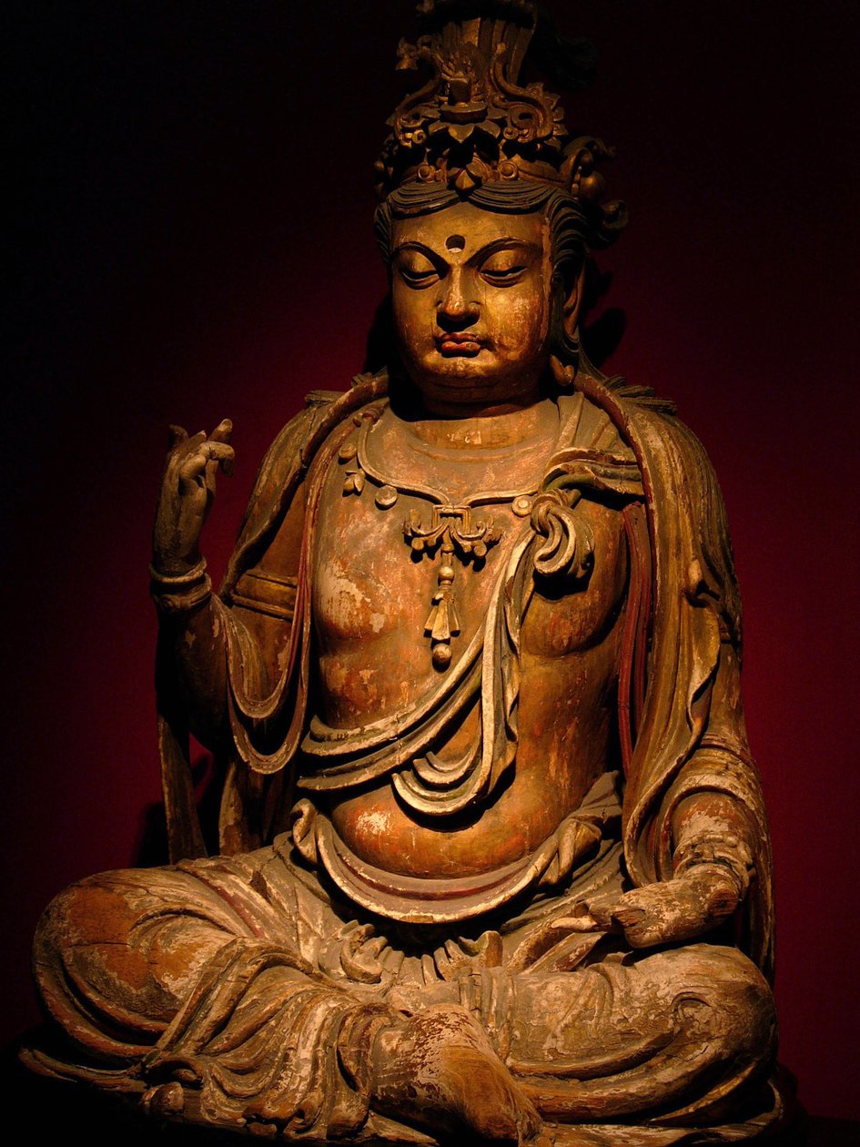 Malowana drewniana rzeźba Boddhisatwy, dynastia Song (960-1279), Muzeum Narodowe w Szanghaju. Fotografia, Leonard de Selva, Chiny, 2006. autorstwa Northern Song Dynasty Chinese School