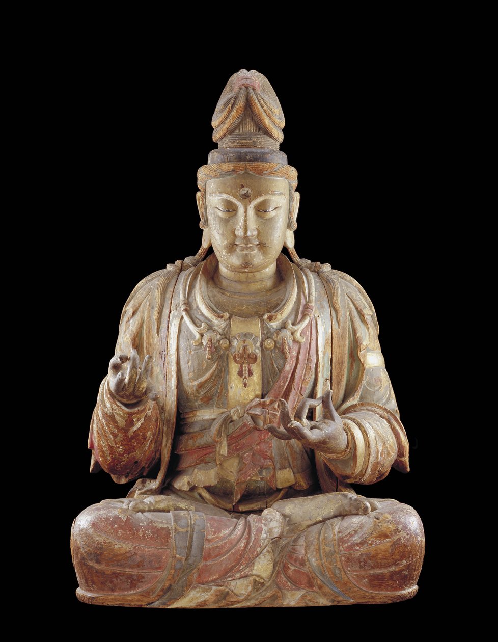 Bodhisattwa Guanyin (drewno, zaprawa, pigmenty mineralne i złoto) autorstwa Northern Song Dynasty Chinese School