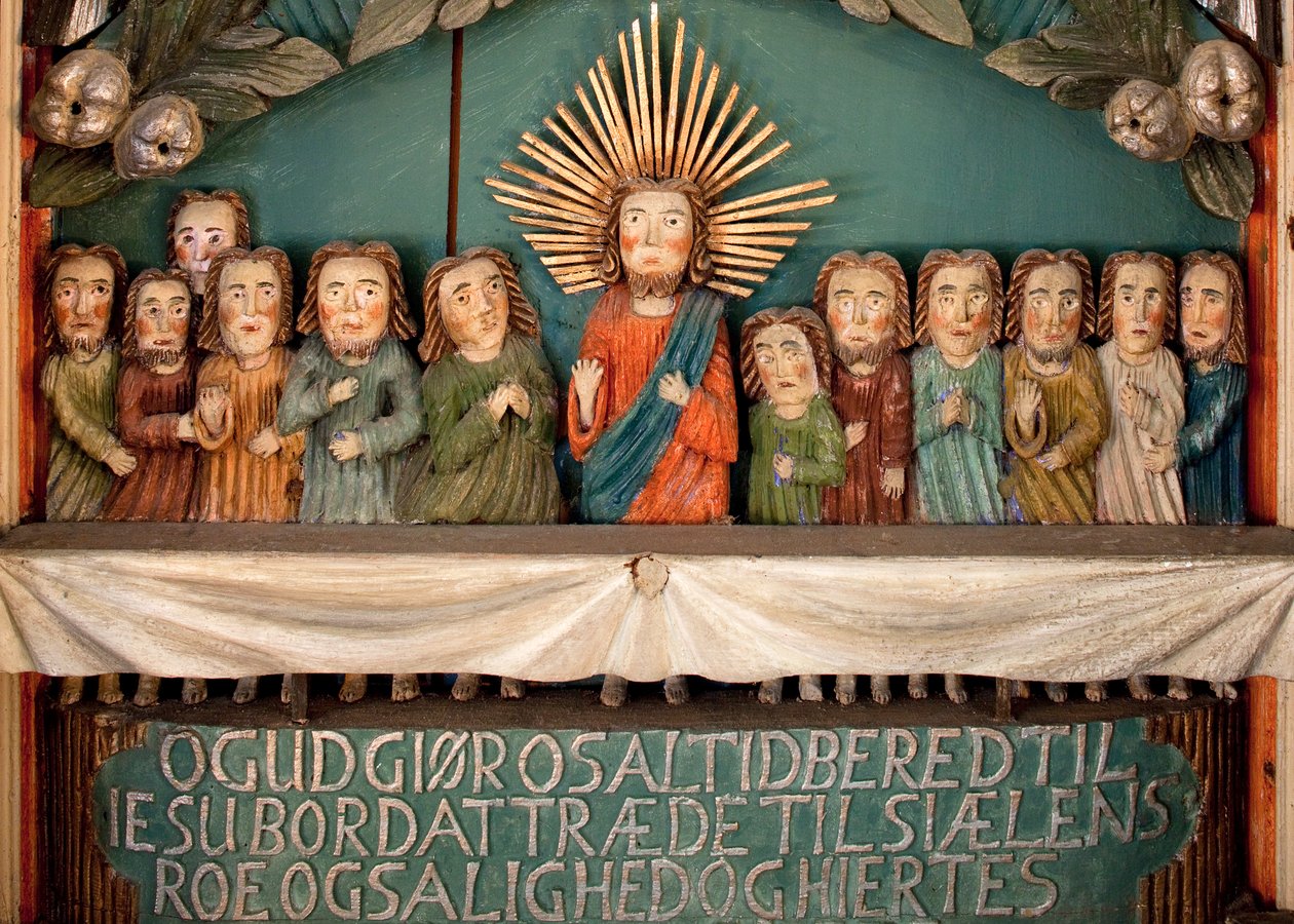 Ostatnia Wieczerza, fragment ołtarza (drewno malowane) autorstwa Norwegian School