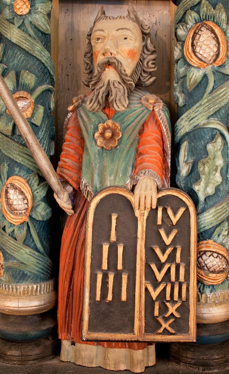 Mojżesz, fragment ołtarza (drewno malowane) autorstwa Norwegian School