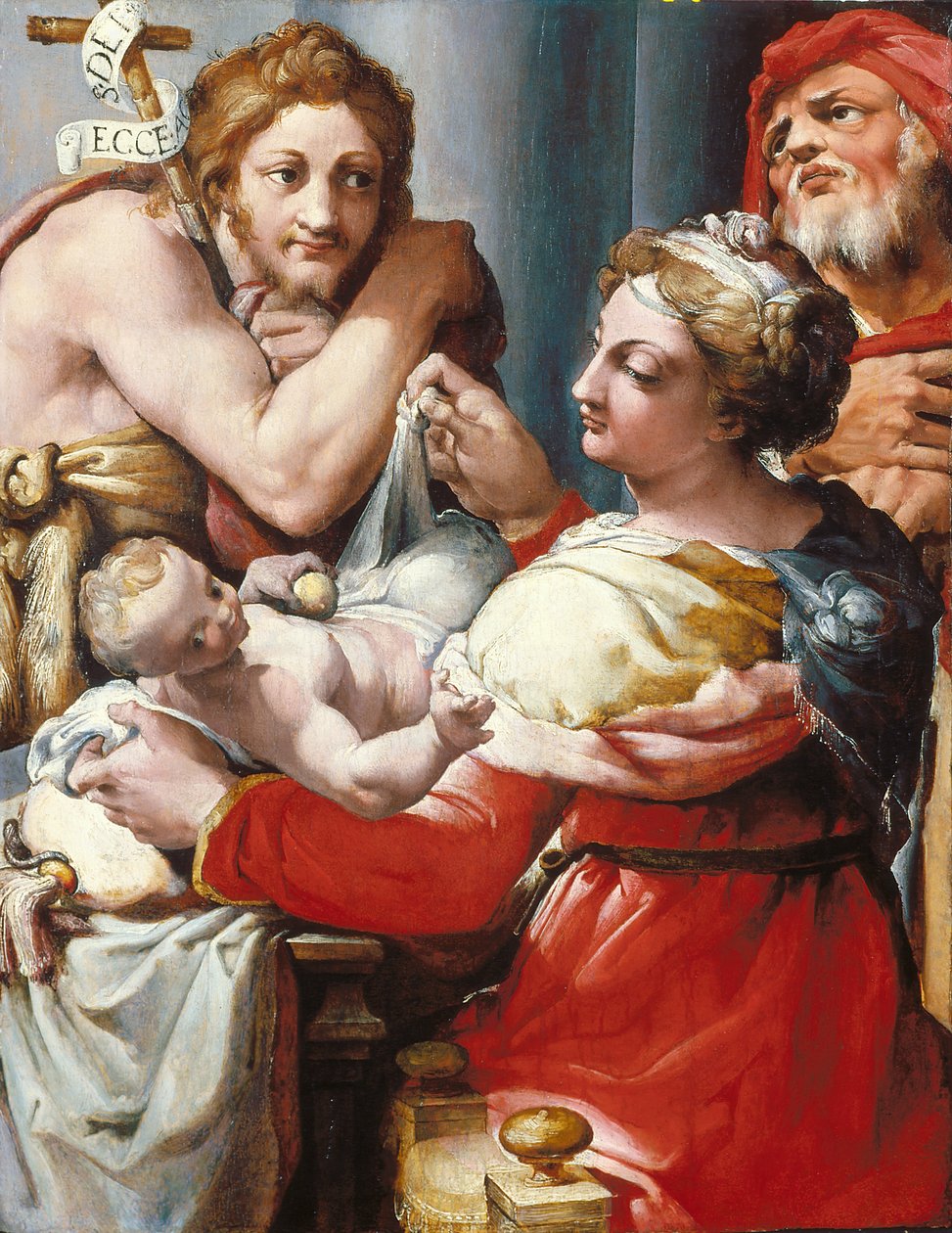 Święta Rodzina ze św. Janem Chrzcicielem (olej na desce) autorstwa Nosadella (d.1571)