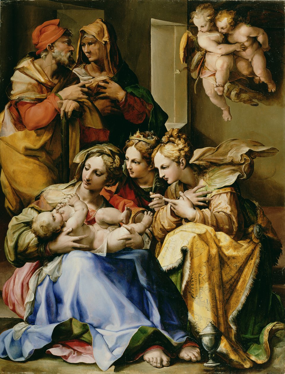 Święta Rodzina ze św. Anną, Katarzyną Aleksandryjską i Marią Magdaleną, ok. 1560-9 autorstwa Nosadella