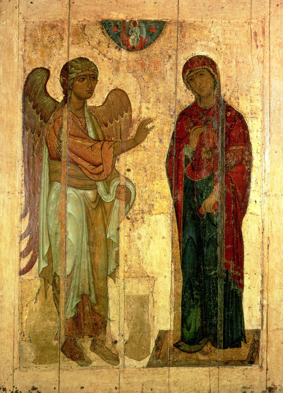 Zwiastowanie Ustiug, ok. 1130-40 (tempera na panelu) autorstwa Novgorod School