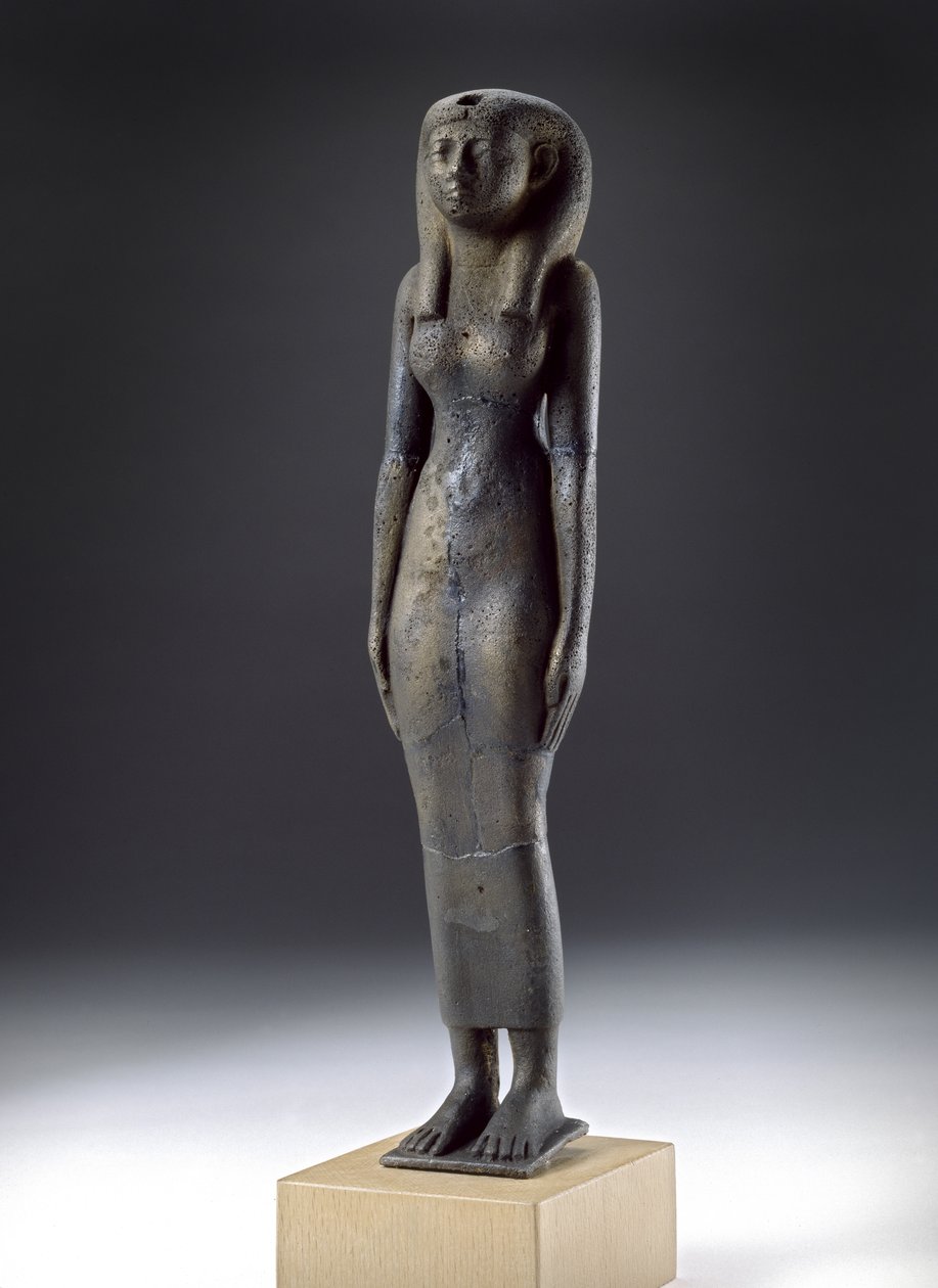 Figura bogini Izydy, okres Napatan, ok. 900-300 pne (odlew z brązu, drewniana podstawa) autorstwa Nubian