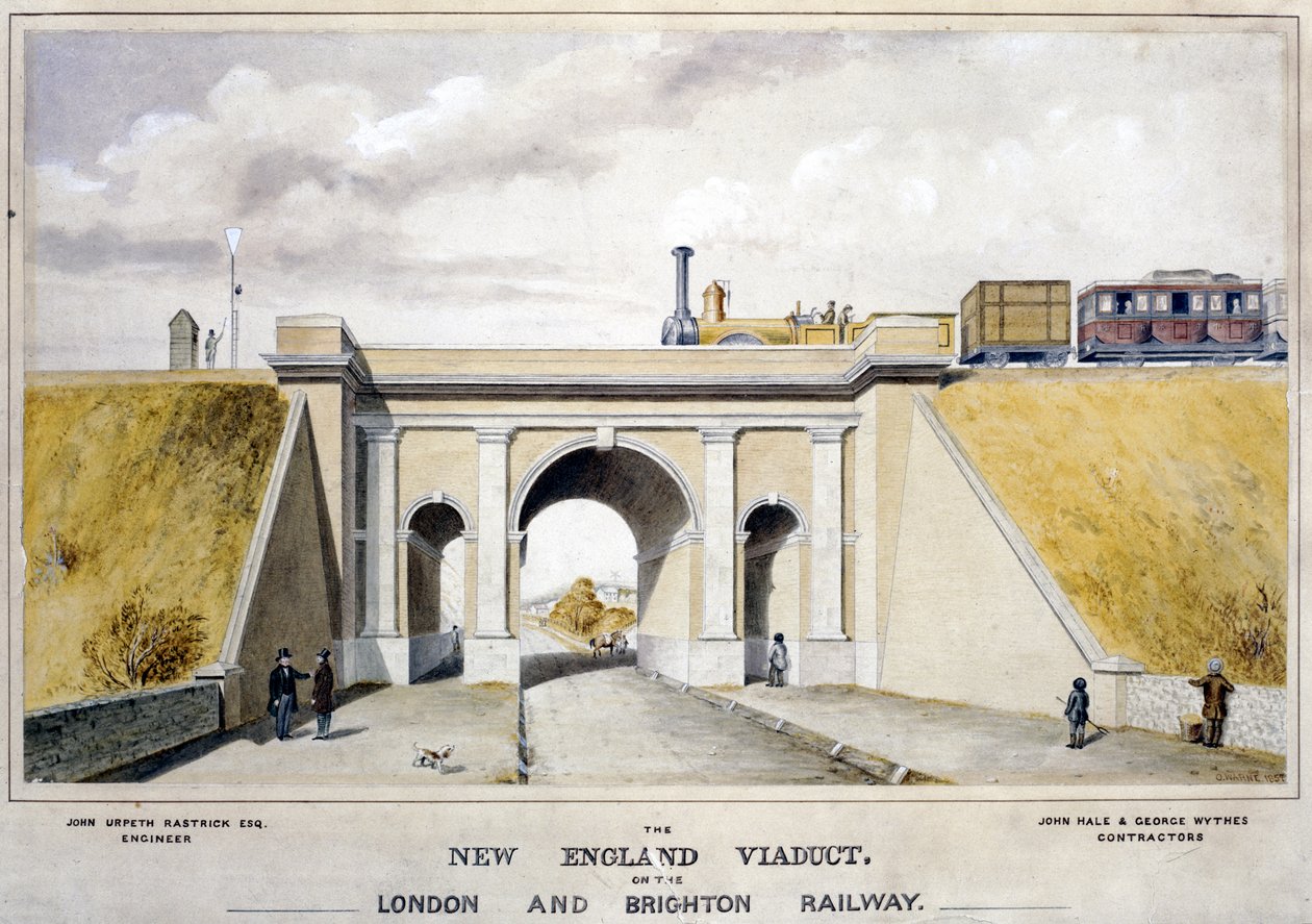 Wiadukt Nowej Anglii na linii kolejowej London & Brighton, 1857 r autorstwa O. Warne