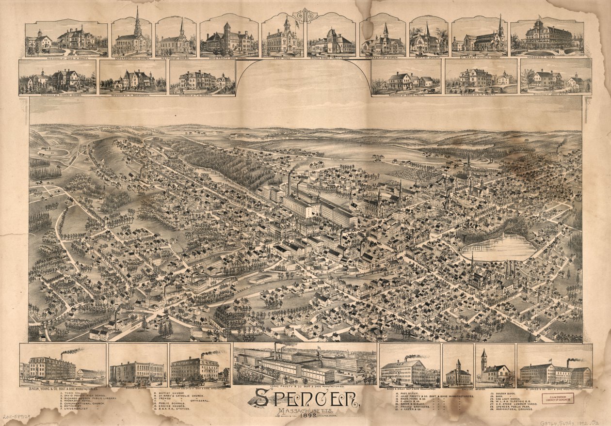 Spencera, Massachusetts, 1892. autorstwa O.H. Bailey and Co.