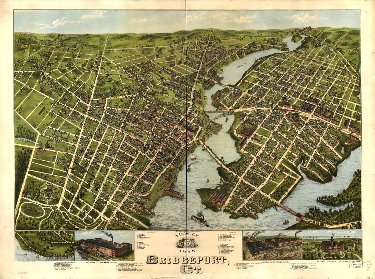Widok Bridgeport, Ct. 1875. autorstwa O.H. Bailey and Co. American Oleograph Co.