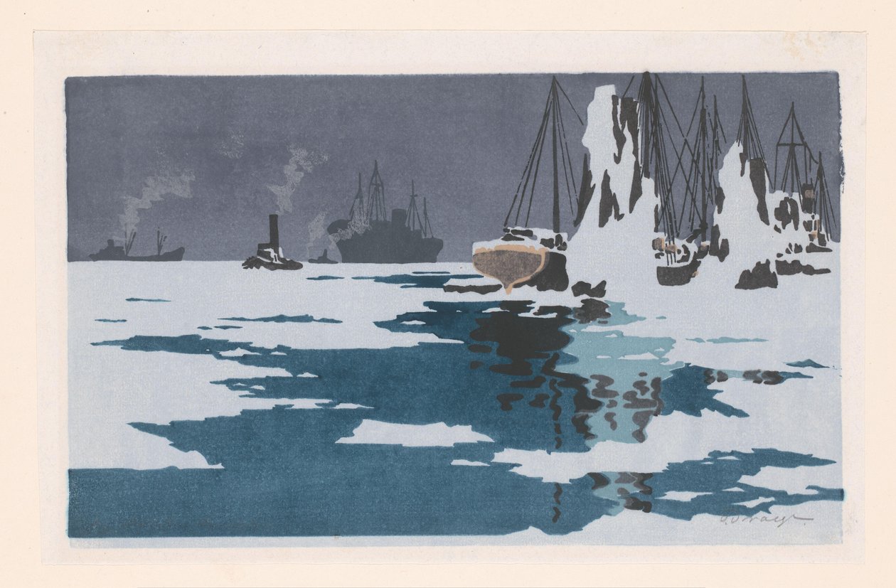 Widok na Bremerhaven autorstwa O. Droegl (signed by artist)