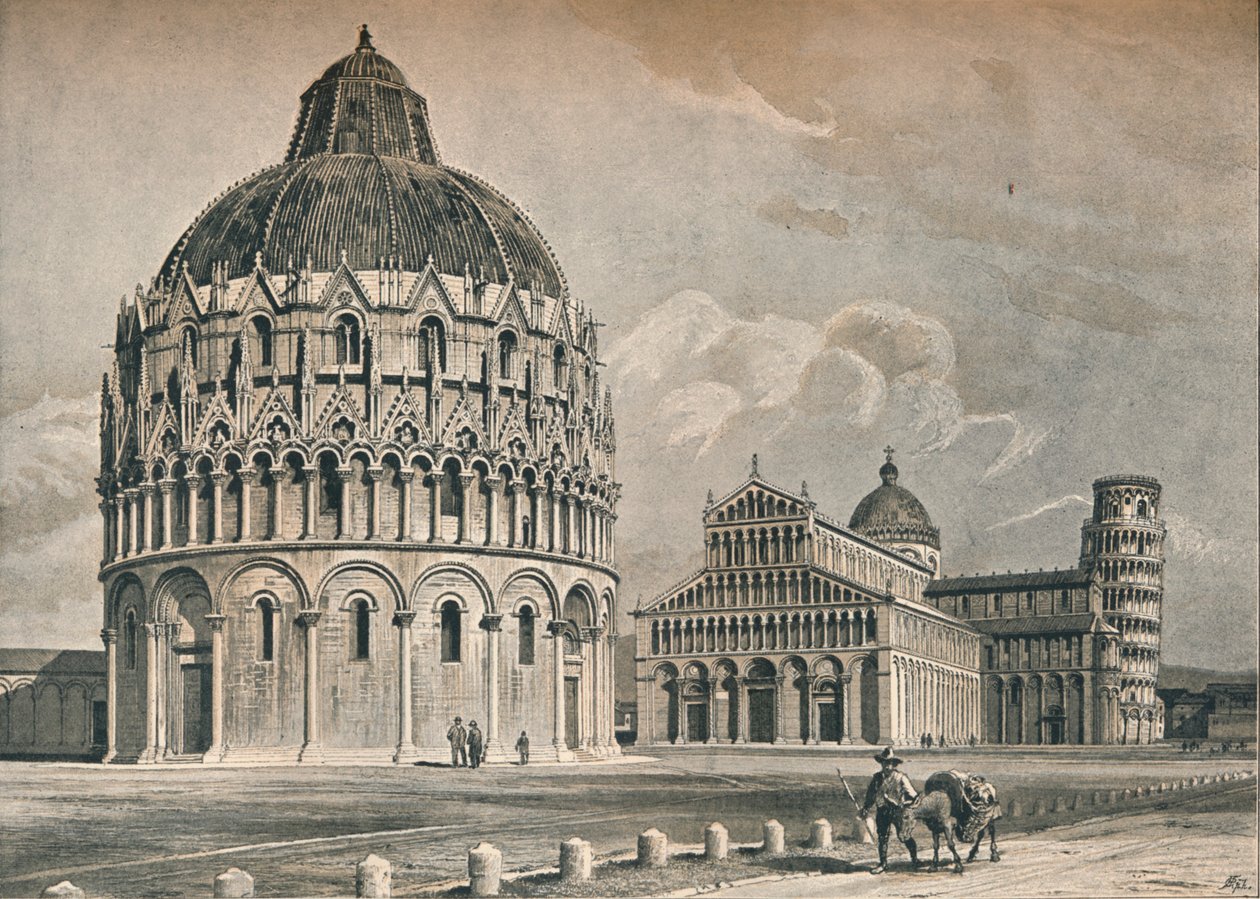 Baptysterium, Katedra i Krzywa Wieża w Pizie, ok. 1906, 1907 autorstwa O Schulz