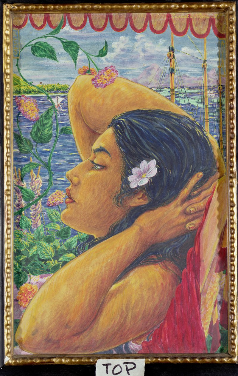 Vahine, Tahiti, ok.1920 (wc na papierze) autorstwa Octave Morillot