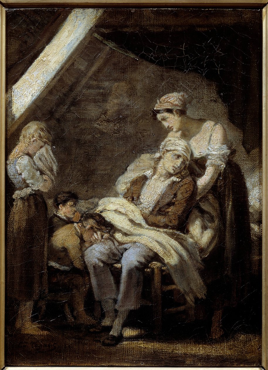 Nieszczęśliwa rodzina. Obraz Octave Tassaert (1800-1874) autorstwa Octave Tassaert