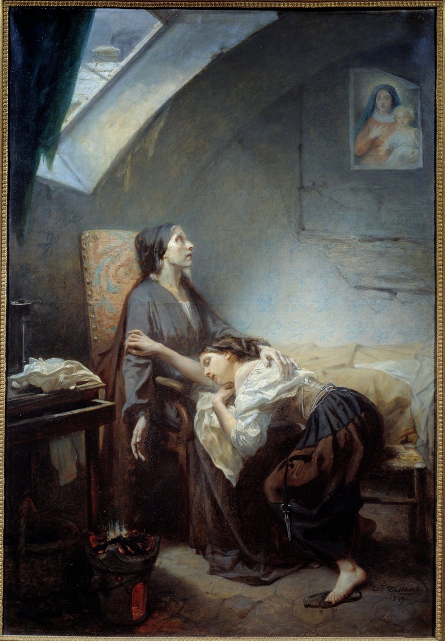 Nieszczęśliwa rodzina. Obraz Octave Tassaert (1800-1874) 1849 Nd. 1,15x0,76 m Paryż, musee d