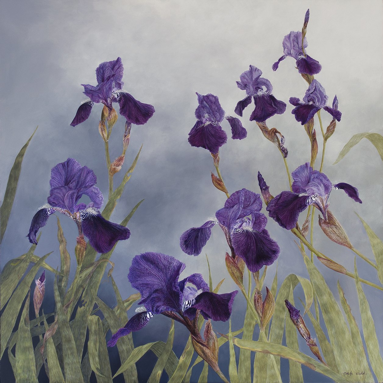 Iris hybrida, 2015 (akryl na drewnie pokrytym gesso) autorstwa Odile Kidd