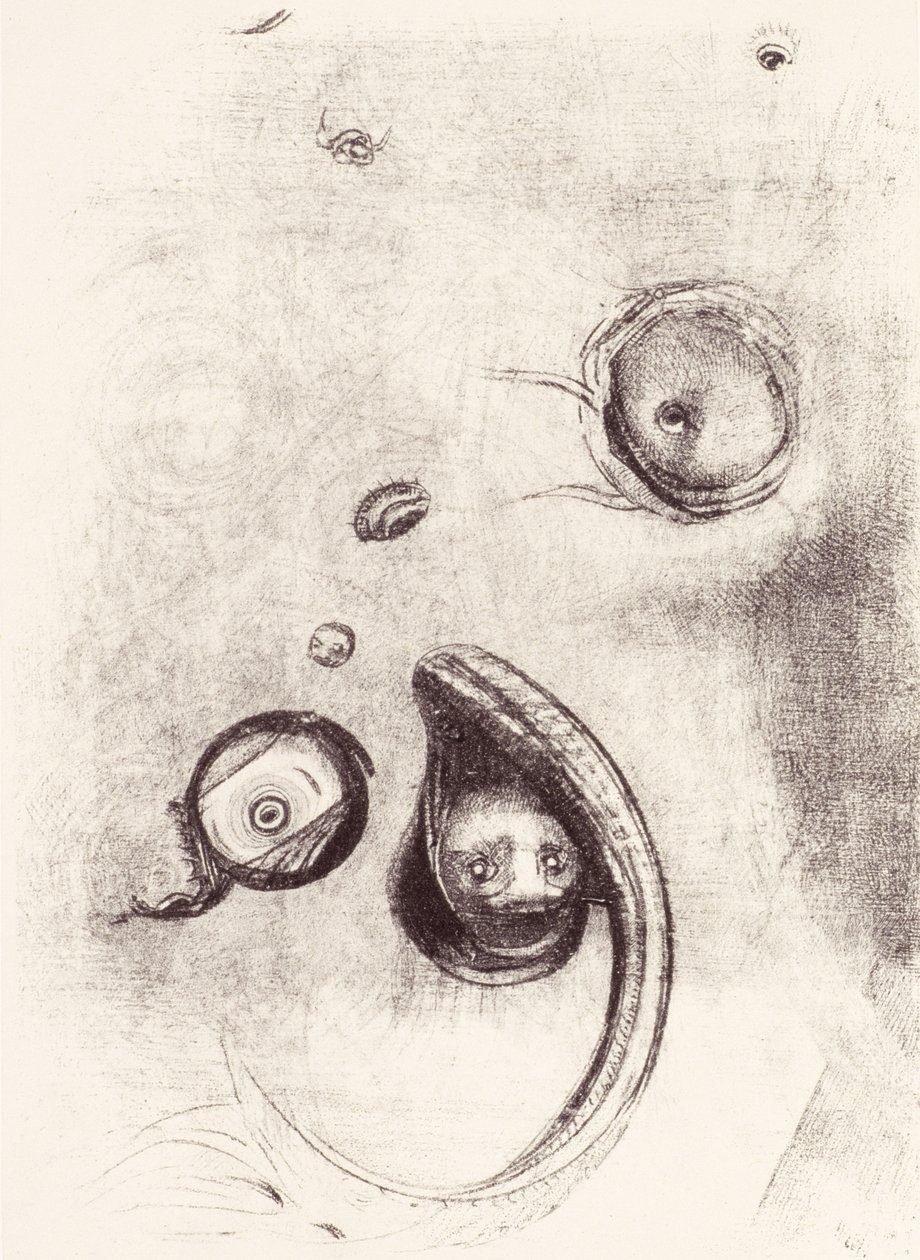 I niektóre oczy bez głów unoszące się jak mięczaki z La Tentation de Saint-Antoine (tab. XIII) 1896 autorstwa Odilon Redon