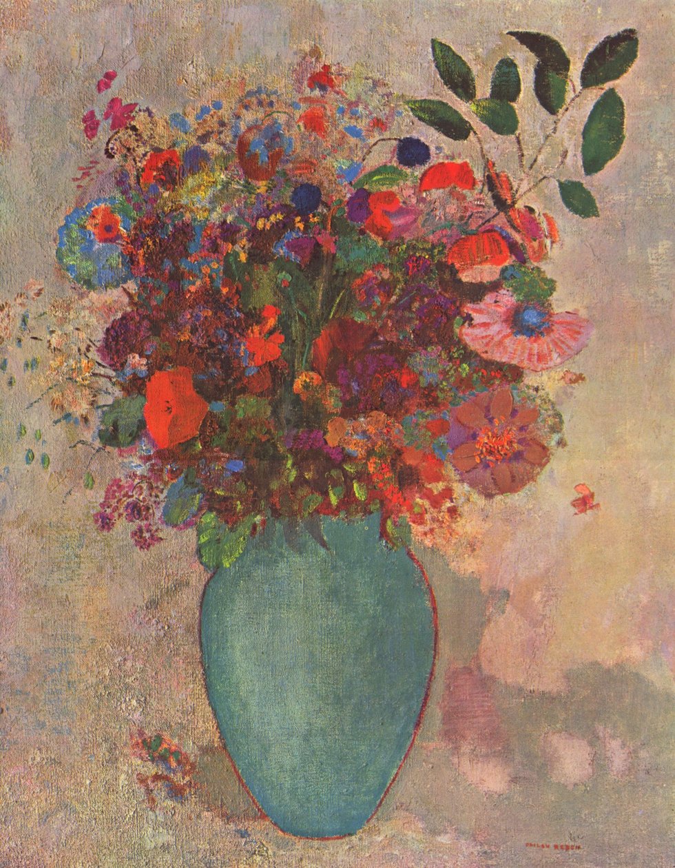 Turkusowy wazon autorstwa Odilon Redon