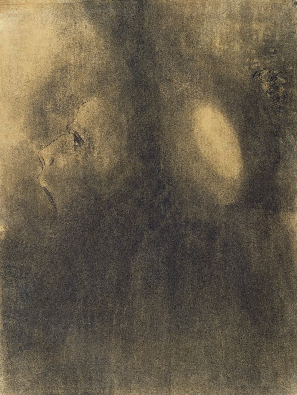 Ecstasy, ok. 1885 (węgiel na papierze płowożółtym) autorstwa Odilon Redon