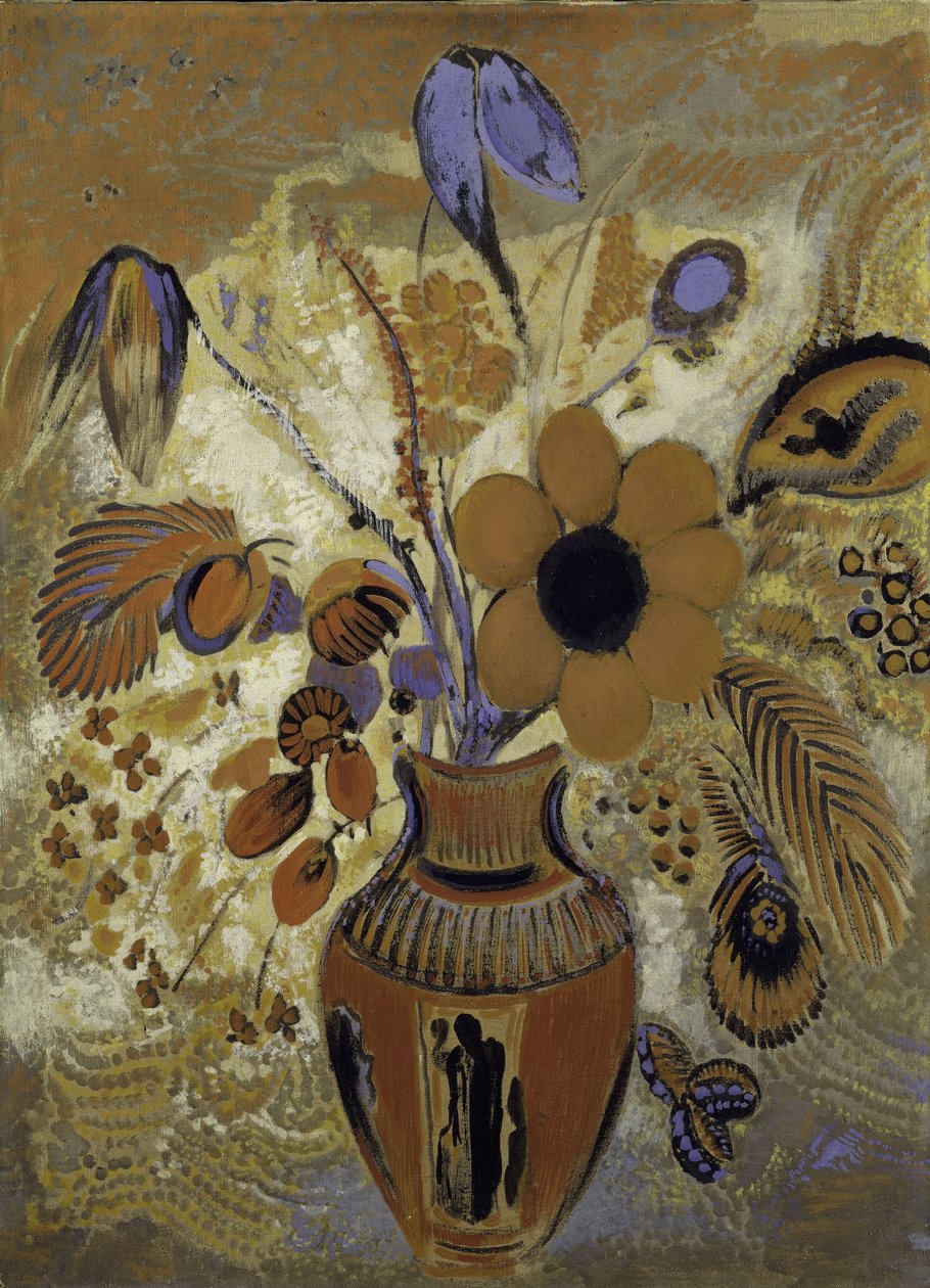 Etruski wazon z kwiatami, 1900-10 autorstwa Odilon Redon