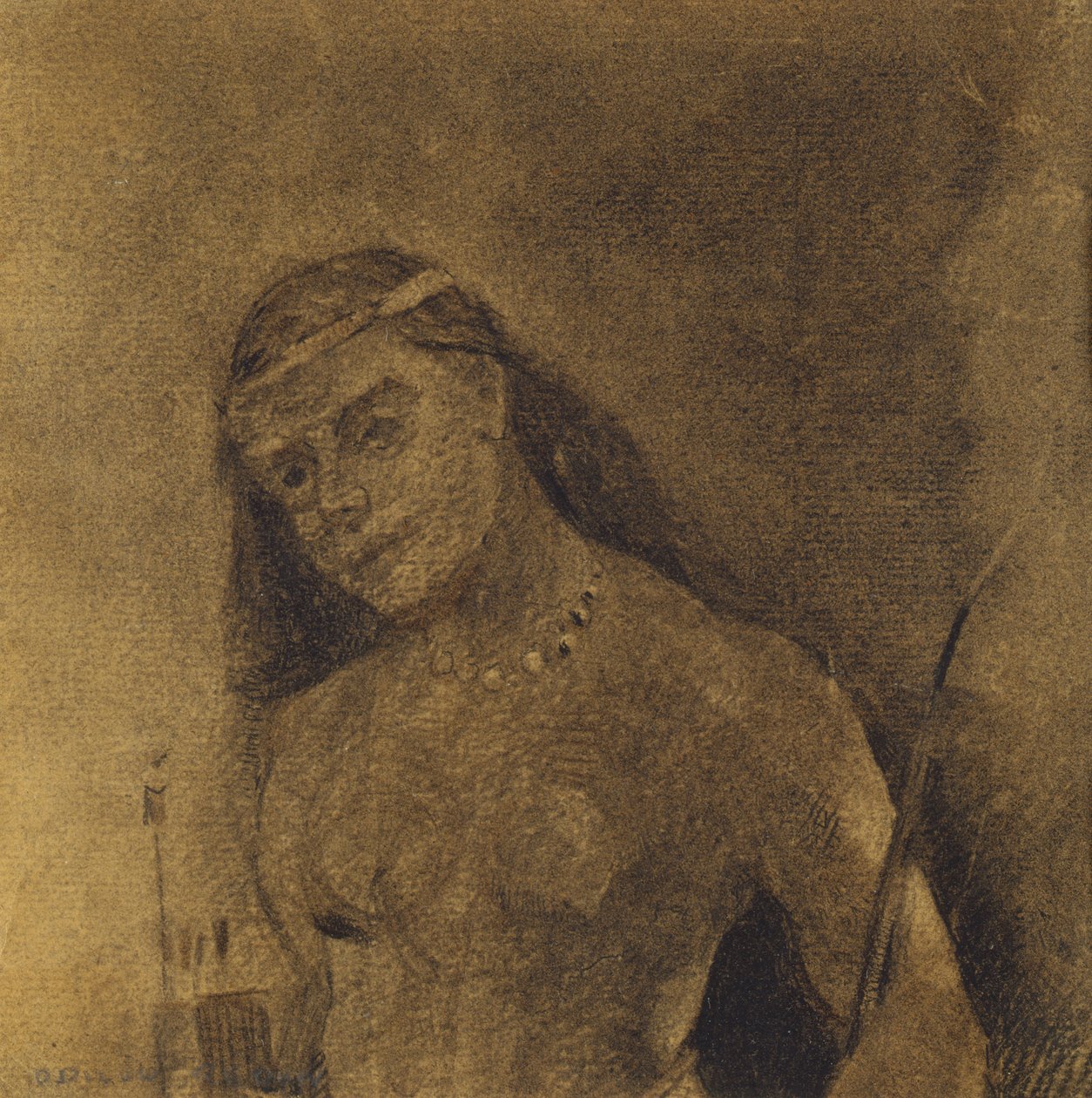 Femme Sauvage (Dzika kobieta), ok. 1885-90 (węgiel na papierze) autorstwa Odilon Redon