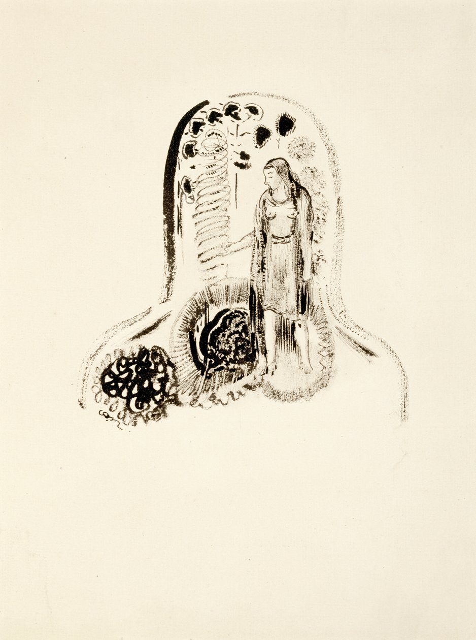 Młoda dziewczyna w kwiatowym ogrodzie, 1896-1900 autorstwa Odilon Redon