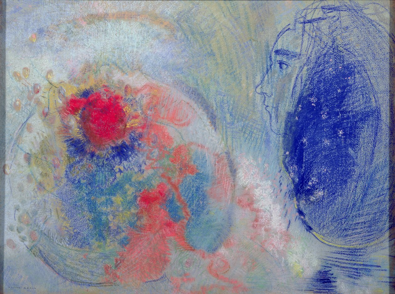 Noc i Dzień, 1908-11 (pastel na papierze) autorstwa Odilon Redon