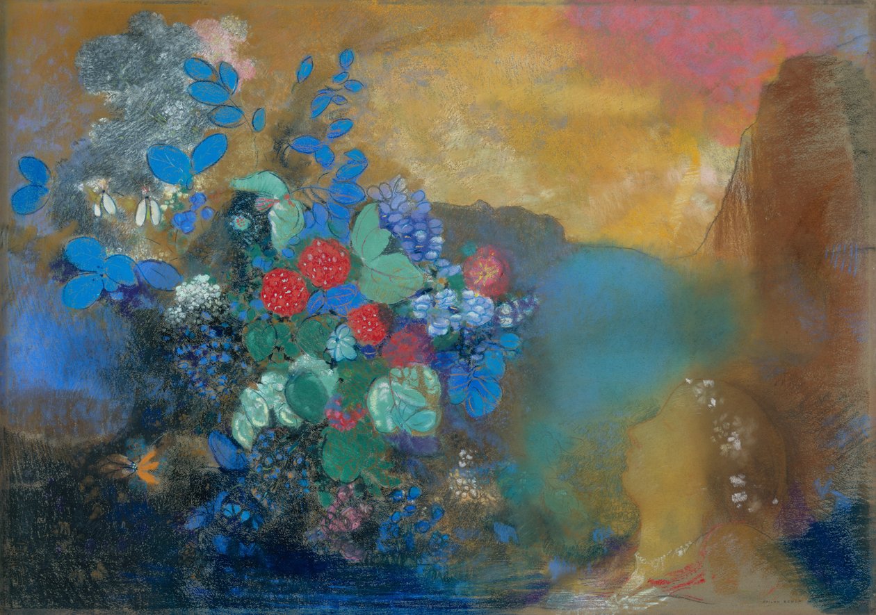 Ofelia wśród kwiatów autorstwa Odilon Redon