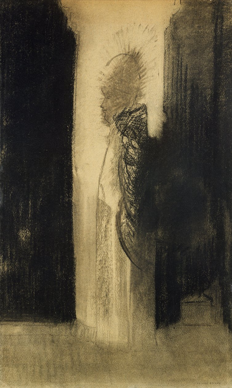 Objawienie, 1890-95 (węgiel na papierze) autorstwa Odilon Redon