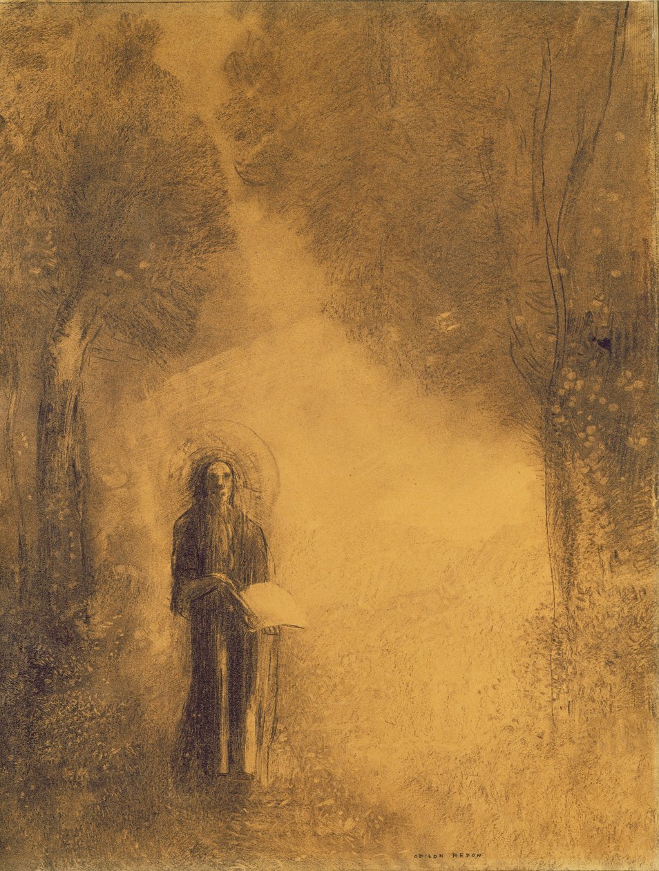 The Walker, Studium do „Wędrującego Buddy”, 1890-95 (węgiel na papierze) autorstwa Odilon Redon