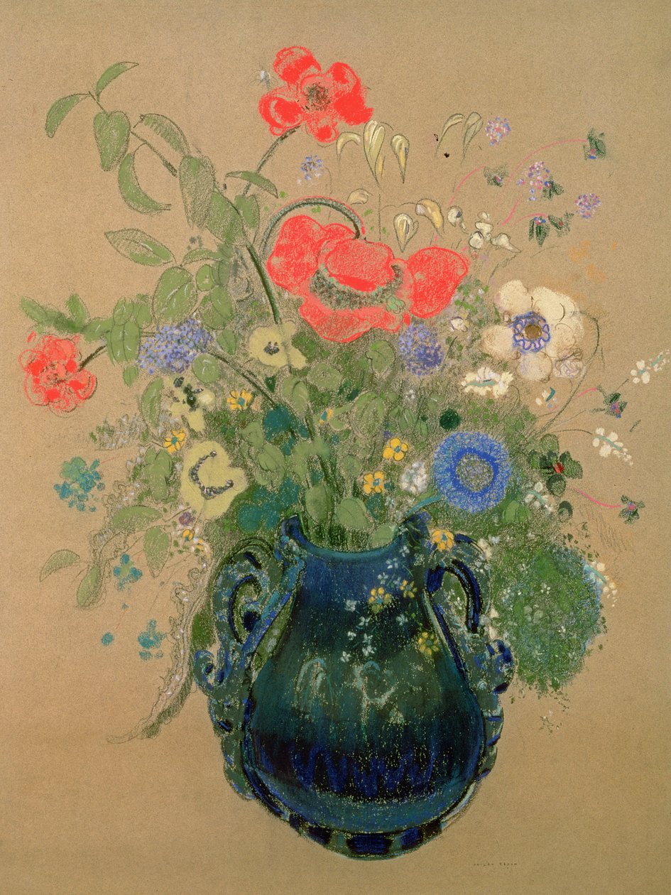Wazon z kwiatami, ok. 1905-08 (pastel na papierze) autorstwa Odilon Redon